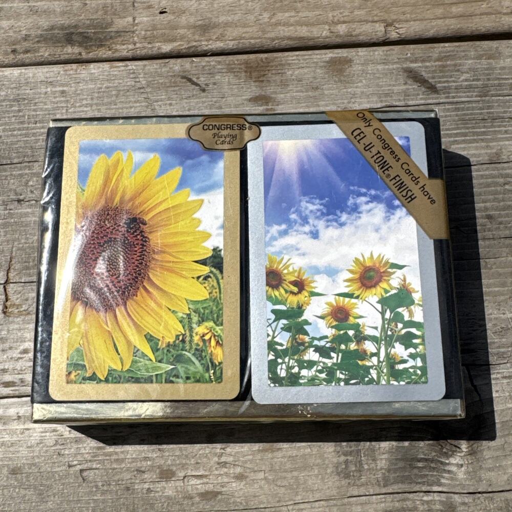 Congress Playing Cards Sunflowers Double Deck Velveteen Box Spain Sealed
